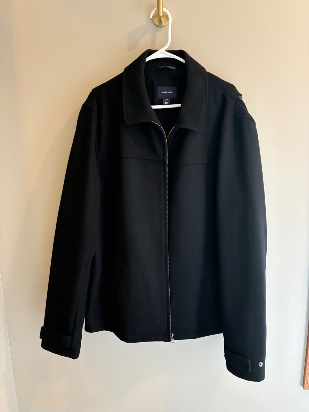 Lands' End Men's Black Zip-Up dress coat